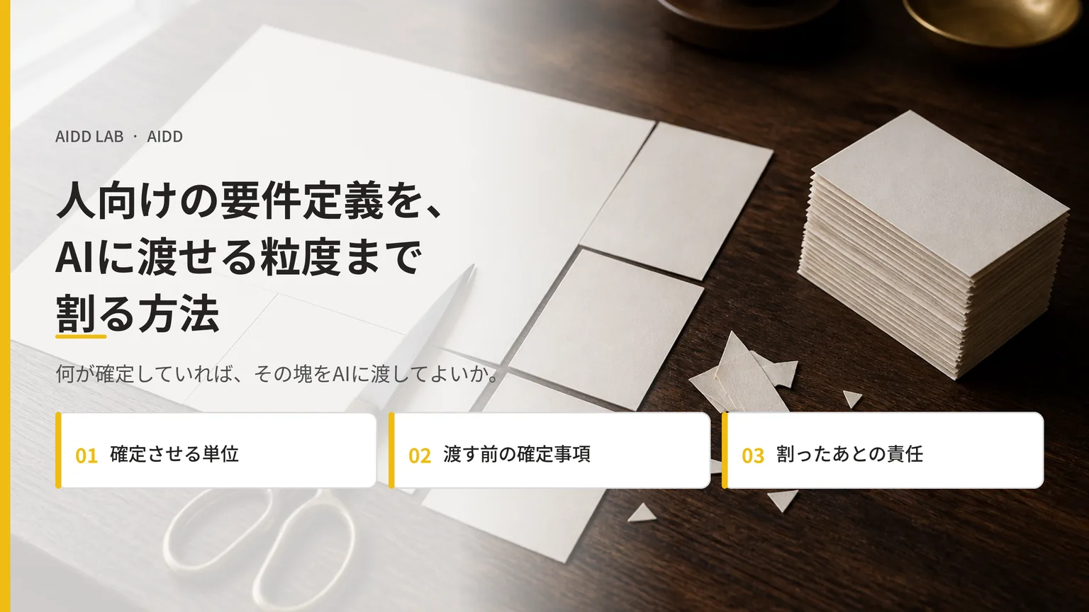 人向けの要件定義を、AIに渡せる粒度まで割る方法